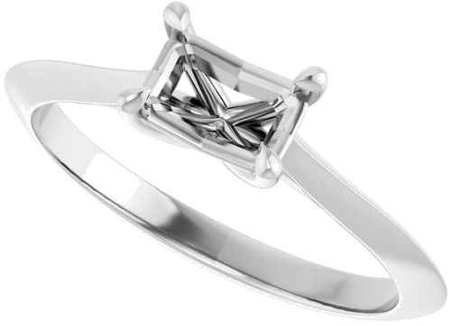 14K White 6x4 mm Emerald Solitaire Engagement Ring Mounting (5)