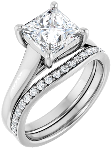 Sužadėtuvių Žiedas „Solitaire“ 585 Baltojo Aukso Square 7mm (6)