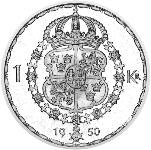 1 krona (1873–1907) Švedija Gustaf V sidabrinė moneta (2)