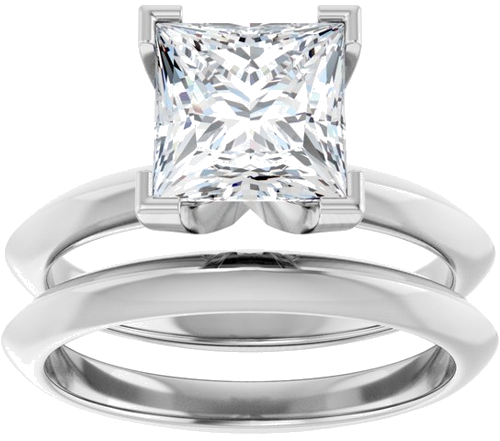 Sužadėtuvių Žiedas „Knife-Edge“ 14k white gold Square 7mm (8)