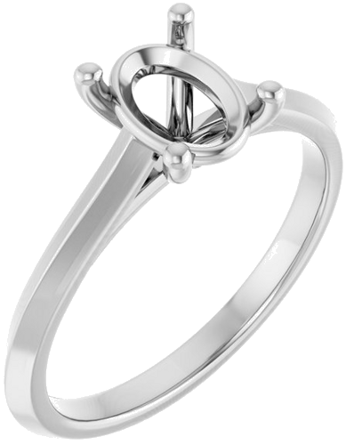 Sužadėtuvių Žiedas „Solitaire“ 585 Baltojo Aukso Oval 8mm x 6mm (1)