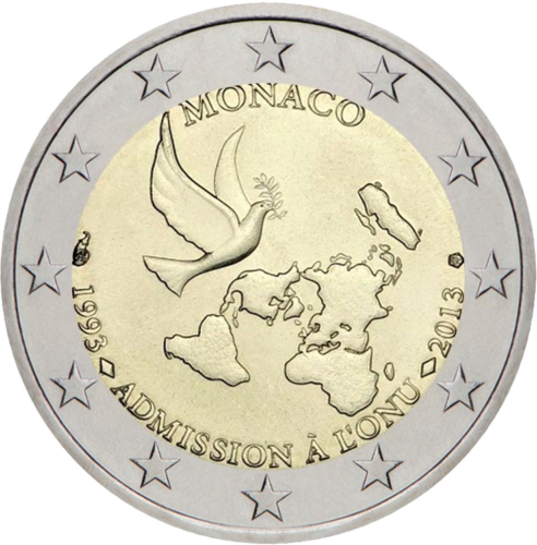 2013 Monakas Istojimo į JTO jubiliejus 2 eurų PROOF moneta (1)