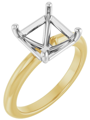 Sužadėtuvių Žiedas 14k yellow/white gold Asscher 9mm (1)
