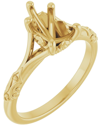 Sužadėtuvių Žiedas „Solitaire Sculptural“ 14k yellow gold Pear 9mm x 6mm (1)