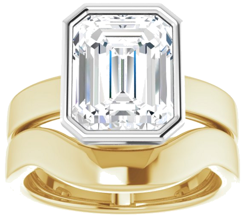 14K Yellow White 10x8 mm Emerald Solitaire Engagement Ring Mounting (8)