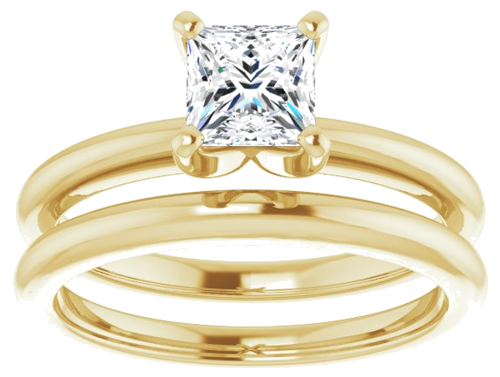14K Yellow  5 mm Square Solitaire Engagement Ring Mounting (8)