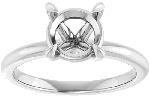 14K White 8 mm Round Solitaire Engagement Ring Mounting (3)