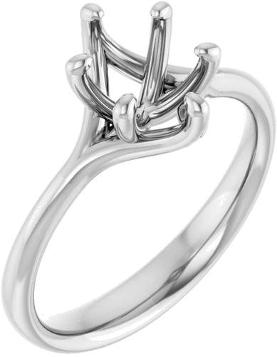 14K White 8x6 mm Oval Engagement Ring Mounting (1)