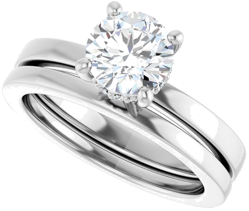 Sužadėtuvių Žiedas „Hidden Halo-Style“ 14k white gold Round 6.5mm (10)