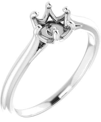 14K White 5.8 mm Round Solitaire Engagement Ring Mounting (1)