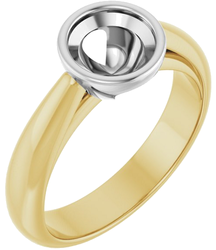 Sužadėtuvių Žiedas „Bezel-Set Solitaire“ 14k yellow/white gold Round 6.5mm (1)