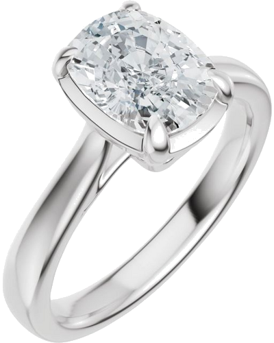 Sužadėtuvių Žiedas „Claw-Prong Solitaire Bezel-Style“ 14k white gold Elongated Cushion 8mm x 6mm (1)