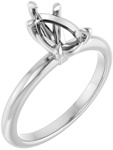 14K White 9x6 mm Pear Solitaire Engagement Ring Mounting (1)