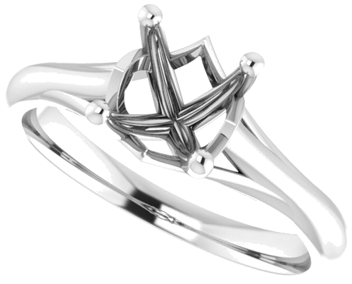 14K White 7 mm Round Solitaire Engagement Ring Mounting (5)