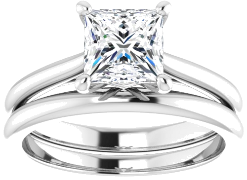 14K White 6 mm Square Solitaire Engagement Ring Mounting (8)