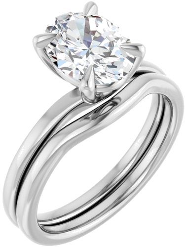 Sužadėtuvių Žiedas 14k white gold Oval 9mm x 7mm (6)