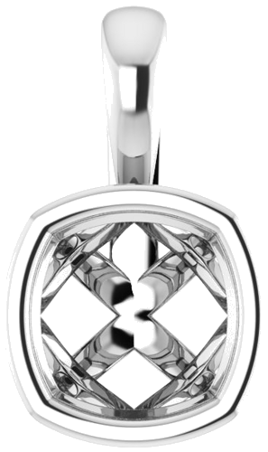 Pakabukas „Solitaire“ 585 Baltojo Aukso Cushion 6mm (1)