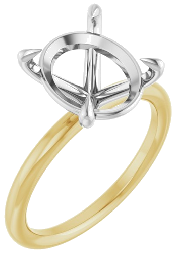Sužadėtuvių Žiedas „Claw-Prong Solitaire“ 14k yellow/white gold Oval 12mm x 10mm (1)