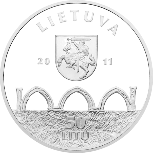 2011 Vilniaus Aukštutinė pilis Lietuva 50 litų sidabrinė moneta (2)