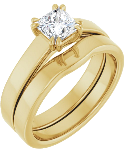 Sužadėtuvių Žiedas „Double Claw-Prong Solitaire“ 14k yellow gold Square 5mm (6)