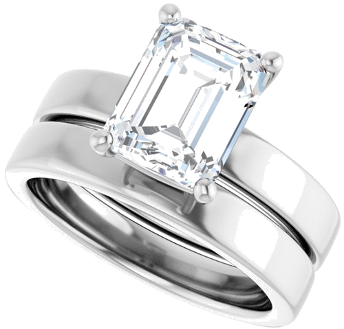 Sužadėtuvių Žiedas „Solitaire“ 10k white gold Emerald 9mm x 7mm (10)