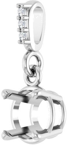 14K White 6 mm Round .01 Natural Diamond Semi-Set Pendant (2)