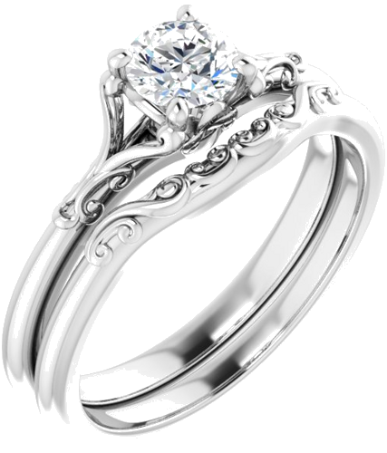 18K White 4.8 mm Round Solitaire Engagement Ring Mounting (6)