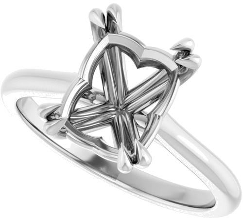 Sužadėtuvių Žiedas „Double Claw-Prong“ 14k white gold Emerald 9mm x 7mm (5)