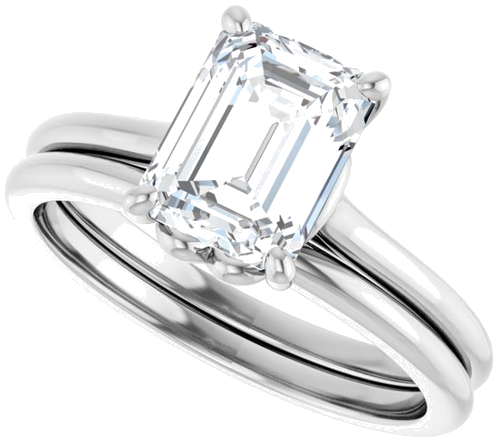 14K White  8x6 mm Emerald Solitaire Engagement Ring Mounting (10)