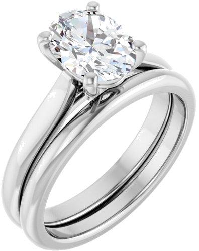 Sužadėtuvių Žiedas 14k white gold Oval 8.5mm x 6.5mm (6)