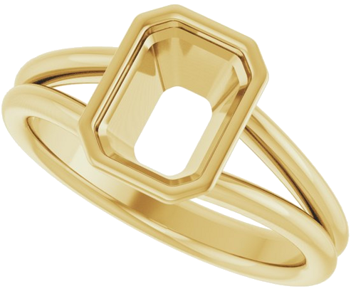 Sužadėtuvių Žiedas „Bezel-Set Solitaire“ 14k yellow gold Emerald 8mm x 6mm (5)