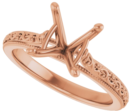 14K Rose  10x8 mm Oval Solitaire Engagement Ring Mounting (5)