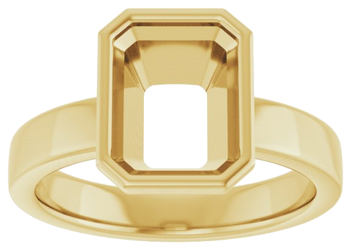 Sužadėtuvių Žiedas „Bezel-Set Solitaire“ 10k yellow gold Emerald 9mm x 7mm (3)
