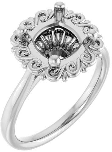 Sužadėtuvių Žiedas „Solitaire“ 14k white gold Cushion 8mm (1)