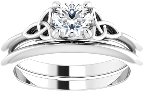 Sužadėtuvių Žiedas „Solitaire Celtic-Inspired“ 14k white gold Round 5.2mm (8)