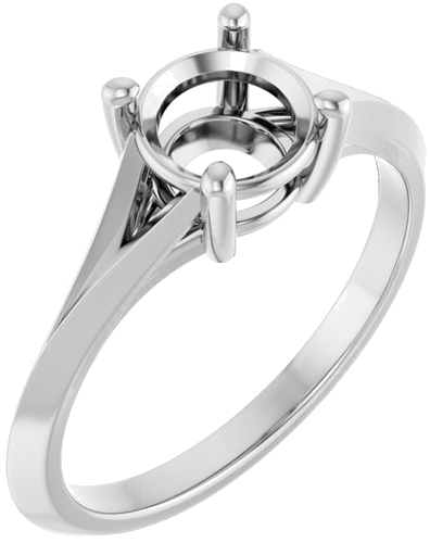 10K White 6.5 mm Round Solitaire Engagement Ring Mounting (1)
