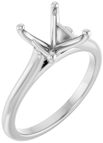 14K White 10x8 mm Oval Solitaire Engagement Ring Mounting (1)