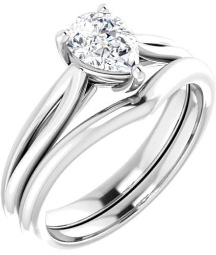 Sužadėtuvių Žiedas „Solitaire“ 14k white gold Pear 7mm x 5mm (6)