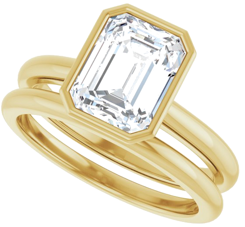 Sužadėtuvių Žiedas „Bezel-Set Solitaire“ 10k yellow gold Emerald 8.5mm x 6.5mm (10)