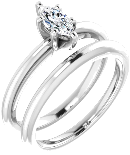 Sužadėtuvių Žiedas „Solitaire“ 585 Baltojo Aukso Marquise 7mm x 3.5mm (6)