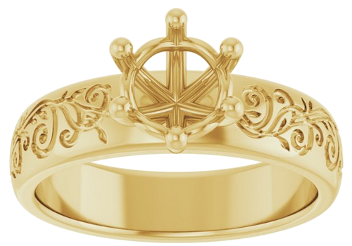 14K Yellow 6.5 mm Round Solitaire Engagement Ring Mounting (3)