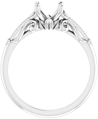 14K White 6.5 mm Round Sculptural-Inspired Solitaire Engagement Ring Mounting (2)