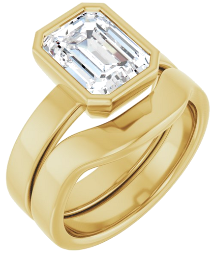 Sužadėtuvių Žiedas „Bezel-Set Solitaire“ 10k yellow gold Emerald 9mm x 7mm (6)