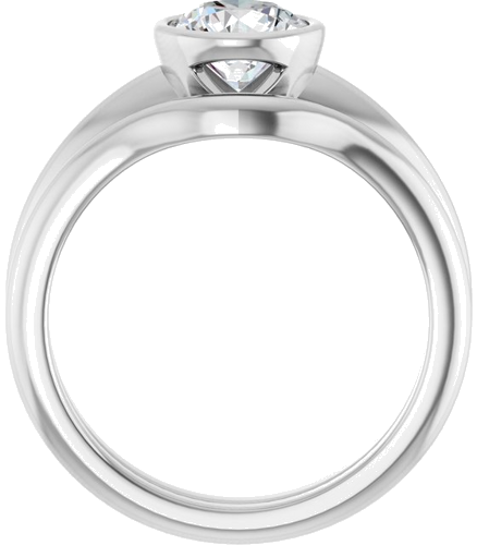 Sužadėtuvių Žiedas „Bezel-Set Solitaire“ 14k white gold Round 6.5mm (7)