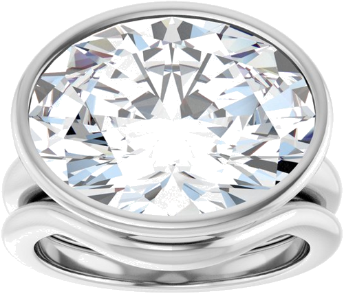 Sužadėtuvių Žiedas „Bezel-Set Solitaire“ 14k white gold Oval 16mm x 12mm (8)