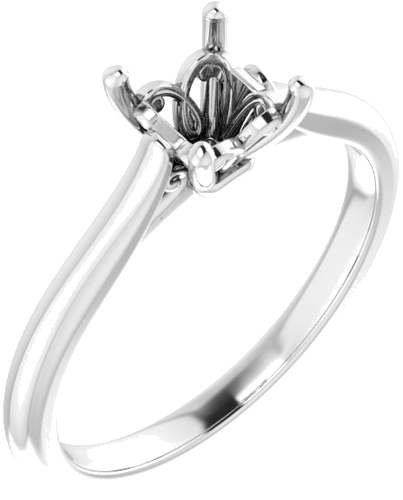14K White 4.5 mm Square Solitaire Engagement Ring Mounting (1)