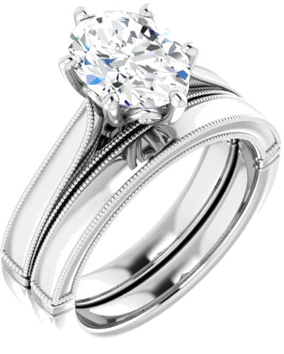 Sužadėtuvių Žiedas „Solitaire“ 585 Baltojo Aukso Oval 9mm x 7mm (6)