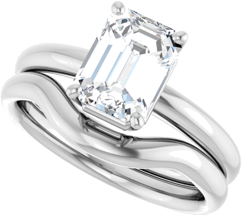 14K White 8x6 mm Emerald Engagement Ring Mounting (10)