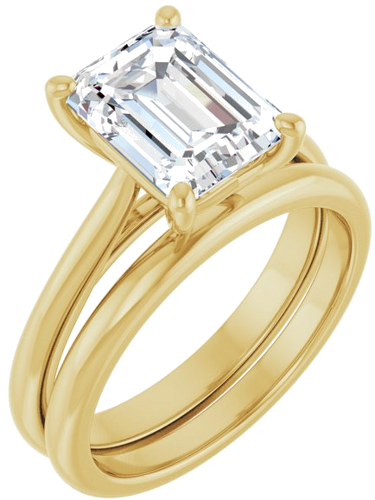 Sužadėtuvių Žiedas „Solitaire“ 585 Geltonojo Aukso Emerald 9mm x 7mm (6)