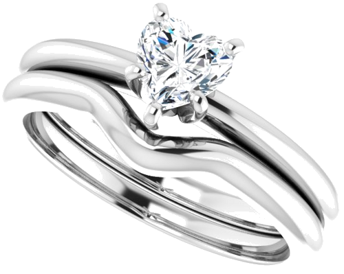 Platinum  5x5 mm Heart Solitaire Engagement Ring Mounting (10)